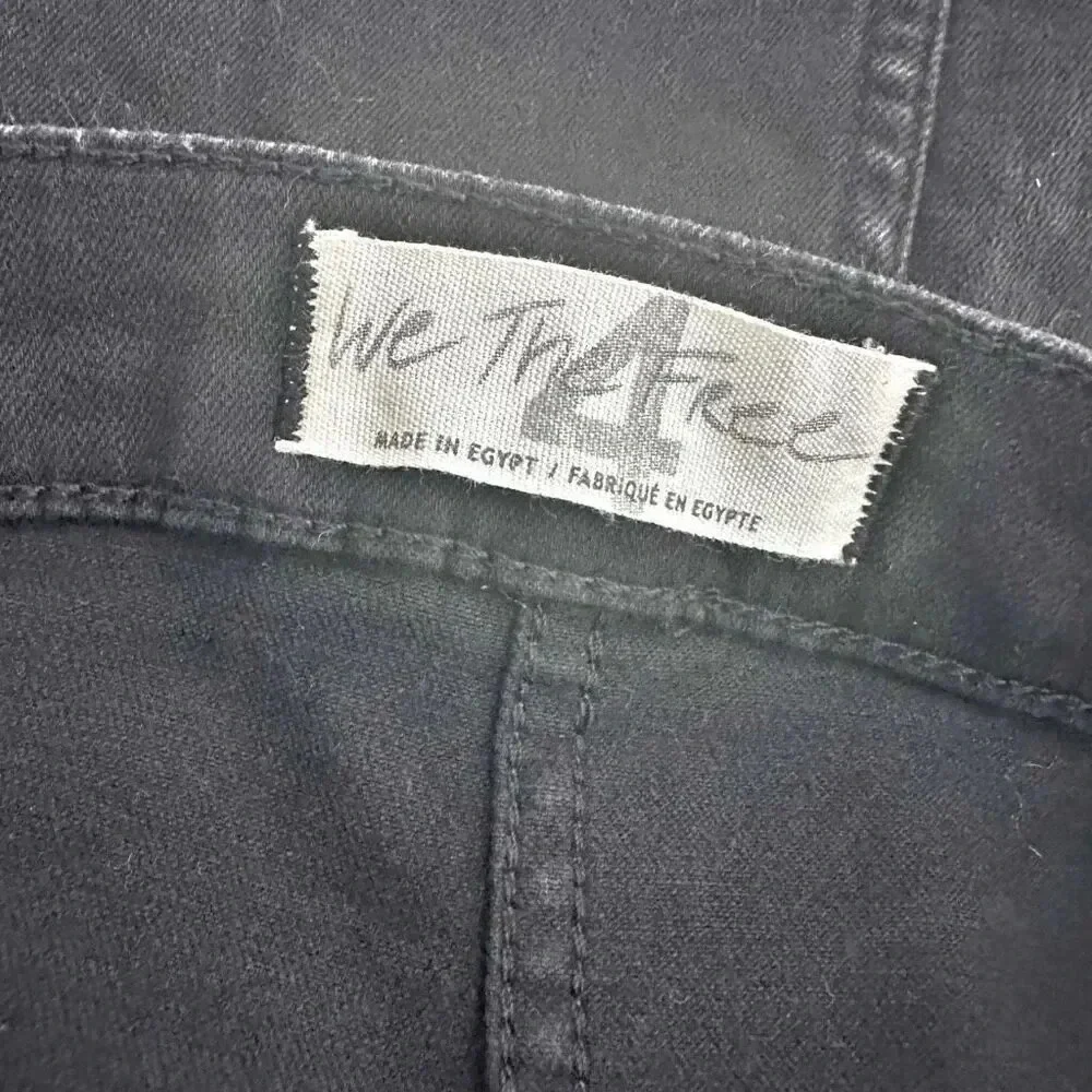 WE THE FREE PEOPLE | Black Denim Stretch Mini Skirt Snap Front Wrap | Size 4 - Picture 3 of 6